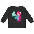 thumbnail image 3 of Inktastic Cute Mermaid, Little Mermaid, Pink Hair, Dolphin Girls Long Sleeve Toddler T-Shirt, 3 of 5