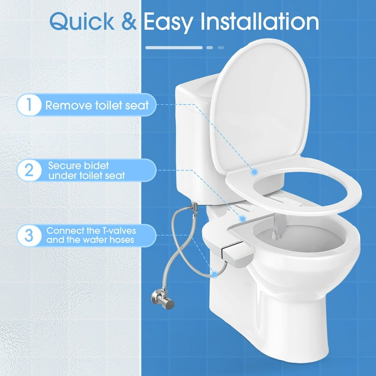 Bidet Attachment for Toilet, Ultra-Slim Self Cleaning Dual Nozzle Water Toilet  Bidet, Non-Electric Sprayer Bidets Toilet Seat, Adjustable Feminine and  Posterior Wash 
