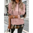 thumbnail image 3 of Uootdi Hoodies for Women Long Sleeve Plaid Color Block Hooded Sweatshirts Casual Pullover Loose Fit Tunic Winter Tops Gift Shirt s, 3 of 7