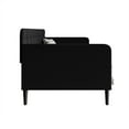 thumbnail image 5 of Home Design Fallon Twin Daybed with Linen Upholstery, Foam Padding, Square Arms, Biscuit-Style Button Tufting, Stylish Seating and Sleeping Solution, Black, 5 of 12