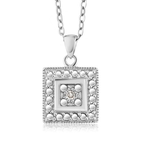 Square Ring Pendant - Gorgeous Round Diamond Square Pendant Necklace With 18 Inch Chain