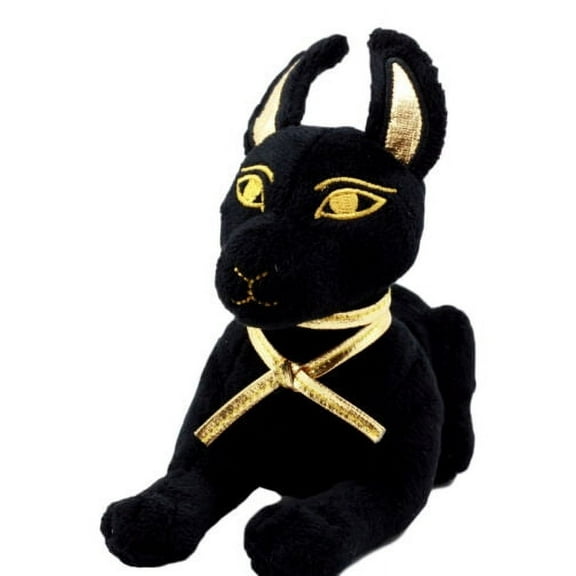 Ebros Small Black & Gold Egyptian God Of Afterlife Anubis Dog Plush Toy Soft