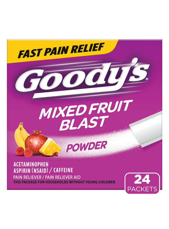 Goody's Extra Strength Headache Powder, Mixed Fruit Blast Flavor, 24 Powder Sticks