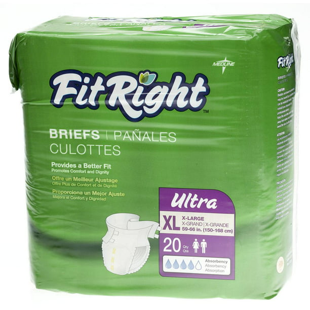 FitRight Ultra Adult Diapers, Disposable Incontinence Briefs with Tabs ...