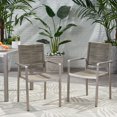 thumbnail image 3 of Outdoor Modern Aluminum Dining Chair with Rope Seat (Set of 2), Silver and Taupe, 3 of 9