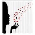 thumbnail image 3 of Ambesonne Abstract Woman Shower Curtain, Dandelion Flower, 69"Wx75"L, Vermilion Charcoal Grey, 3 of 3