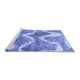 thumbnail image 2 of Ahgly Company Machine Washable Indoor Square Abstract Blue Modern Area Rugs, 7' Square, 2 of 4