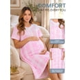 thumbnail image 4 of Casual Nights Women's Snap Front House Dress, Lightweight Short Sleeve Cotton-Poly Knit Duster Robe with Pockets, Mid-Calf, Plaid Light Pink X-Large, 4 of 6