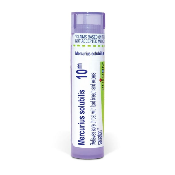 Boiron Mercurius Solubilis 10M, Homeopathic Medicine for Sore Throat With Bad Breath And Excess Salivation, 80 Pellets