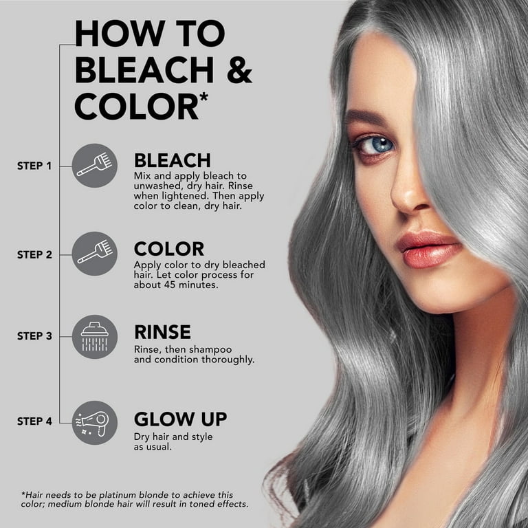 Splat Complete Kit Semi-Permanent Silver Hair Dye with Bleach and