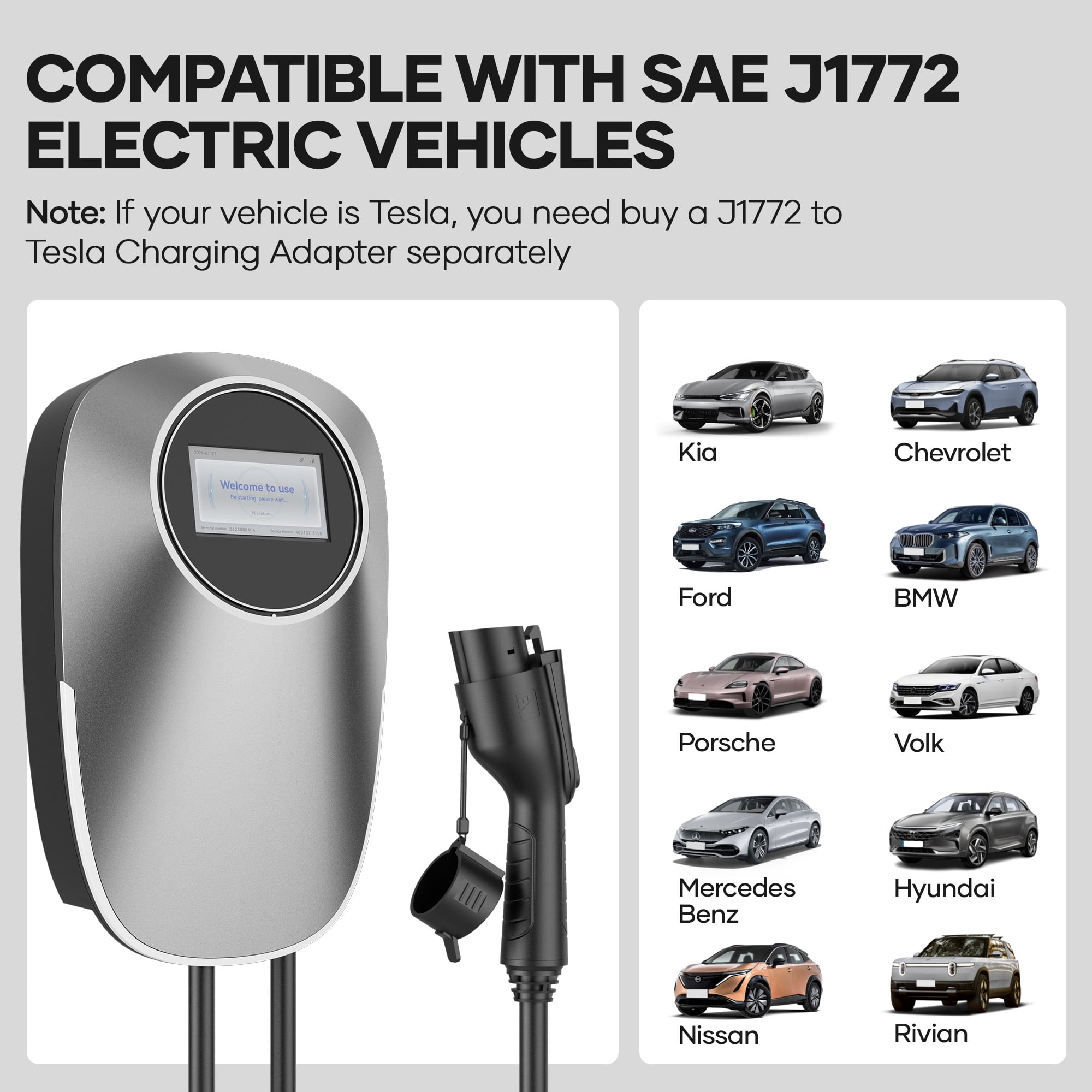 Naipo EV Charger  Level 2 Electric Vehicle Charging Station Max 48A 10.86KW  Electric Car Charging 240V with NEMA 14-50 Plug Suitable for All J1772 EVs