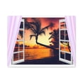 thumbnail image 2 of Canvas Print Wall Art Window Sunset Palm Tree View Nature Photography Realism Scenic Landscape Colorful Multicolor for Home Decor Ready to Hang, 2 of 18