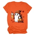 thumbnail image 7 of Leey-World Halloween Tshirts Women Plus Size Women Fall Halloween Crew Neck Shirt Casual Funny Family Party Celebration Short Sleeve Tee Pumpkin Top for Holiday, 7 of 7