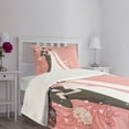 thumbnail image 3 of Ambesonne Pink Quilted Bedspread Set 2 Pcs, Bride Groom Dancing Floral, Twin Size, Pink Black White, 3 of 5