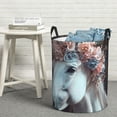 thumbnail image 6 of Sikiie Flower Crown White Horse Print Round Dirty Clothes Basket, Waterproof Standing Foldable Storage Basket, for Laundry Room, Bedroom, Bathroom Storage-Small, 6 of 6