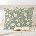 thumbnail image 3 of White Spring Floral Outdoor Waterproof Pillow Covers, Summer Flowers Sage Green Pastoral Decorative Square Throw Pillowcase Sofa Cushion Sham for Patio/Couch/Chair, 18"x18" 2 Pack, 3 of 8