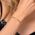 thumbnail image 3 of Gem Stone King 18K Yellow Gold Plated Silver Green Peridot and Sky Blue Aquamarine and White Lab Grown Diamond Bracelet for Women (2.52 Cttw, Gemstone August Birthstone, Round 4MM, 7.5 inch), 3 of 6