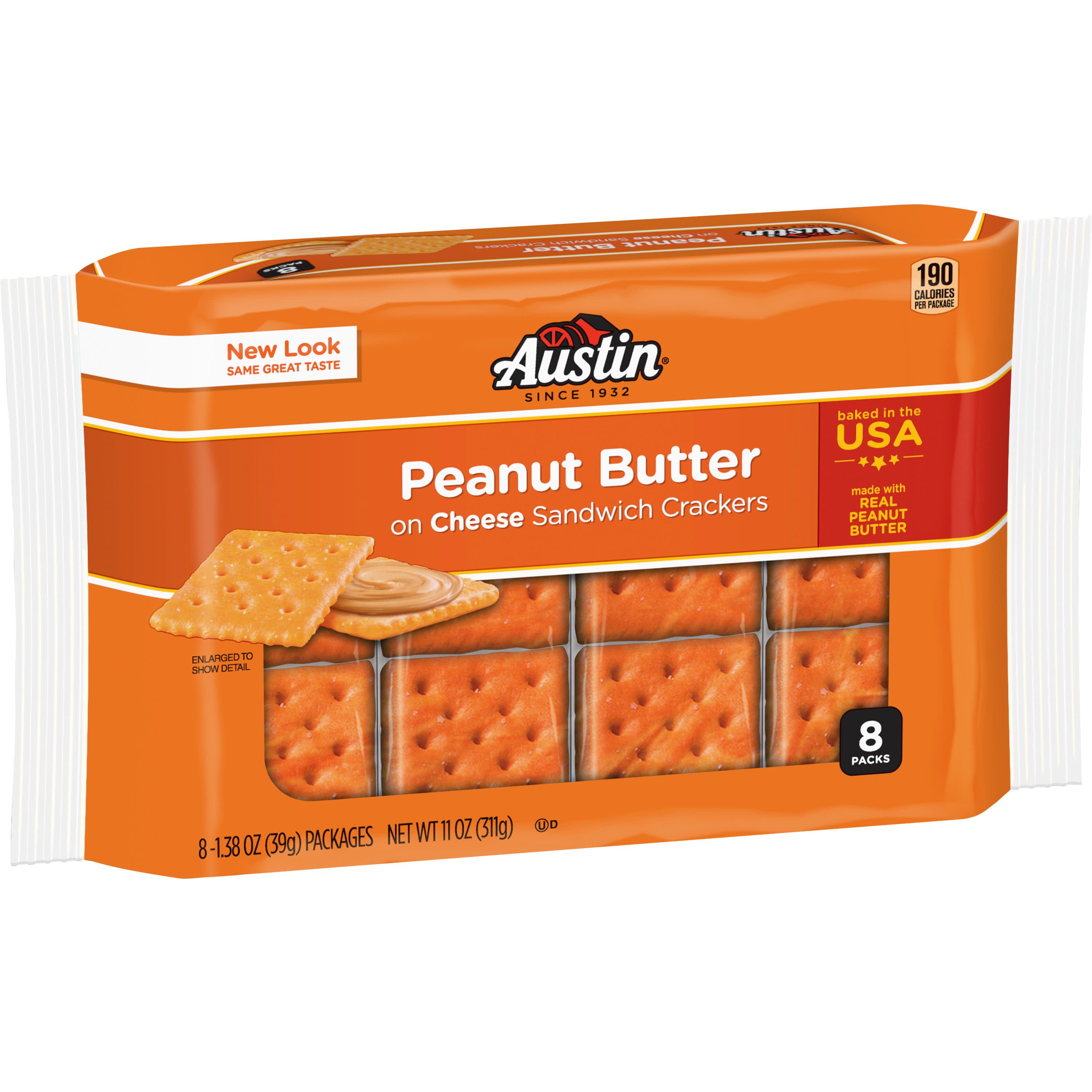 Austin, Sandwich Crackers, Peanut Butter on Cheese Crackers, 8 Ct, 11 Oz