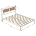 thumbnail image 2 of Queen Bed Frame with Boho Natural Rattan Headboard,Minimalist Platform Bed Frame with Solid Wood Slats Support for Bedroom,Guest-Room,No Box Spring Needed,Easy Assembly,83.3"x63.4"x35",White, 2 of 8