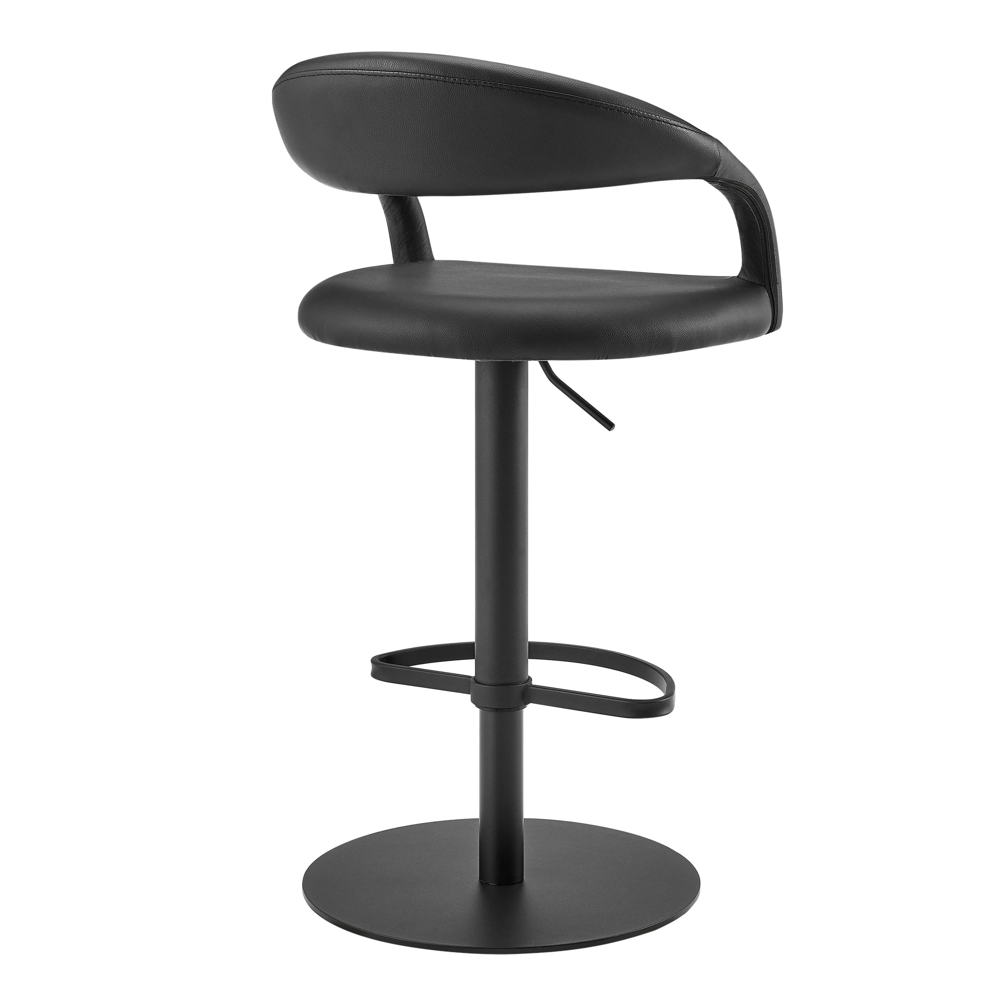 Marlow Modern Contemporary Swivel Metal Adjustable Height Barstool With Faux Leather Seat