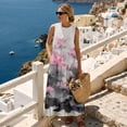thumbnail image 4 of Xixirimido Ink Wash Lotus Flower Print Maxi Dress for Women Crewneck Sleeveless A-line Casual Dresses Summer Beach Vacation Long Dresses Flowy Sundress with Pockets, Size XXL, 4 of 7