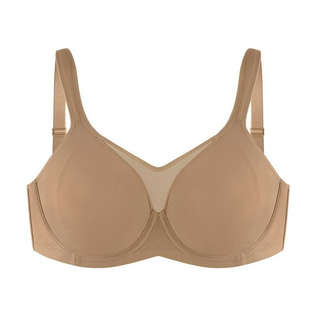 HSIA Cardi Comfort Plus Size Bra Underwire Smoothing Wide Strap Full Coverage Unlined Minimizer T-shirt Bra