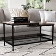 thumbnail image 2 of Industrial 2-Tier Coffee Table for Living Room - Rustic Brown Rectangular Center Table - Mesh Storage Shelf - Sturdy Metal Frame - Easy Assembly - Space-Saving Accent Table - Black, 2 of 8