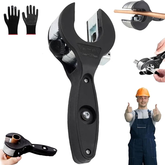 Ratchet-Type Pipe Cutter, One-Hand Fast Pipe Cutting Tool, Adjustable Ratcheting Tubing Cutter, For Cutting 5/16-1-1/8 Inch Stainless Steel Copper Aluminium Pvc Pipe (Black)
