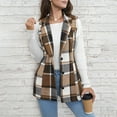 thumbnail image 7 of Youmylove Womens Coats Plaid Vest Coat Leisure Lapel Neck Button Front Sleeveless Jacket Outerwear Dressy Classic Outerwear, 7 of 7