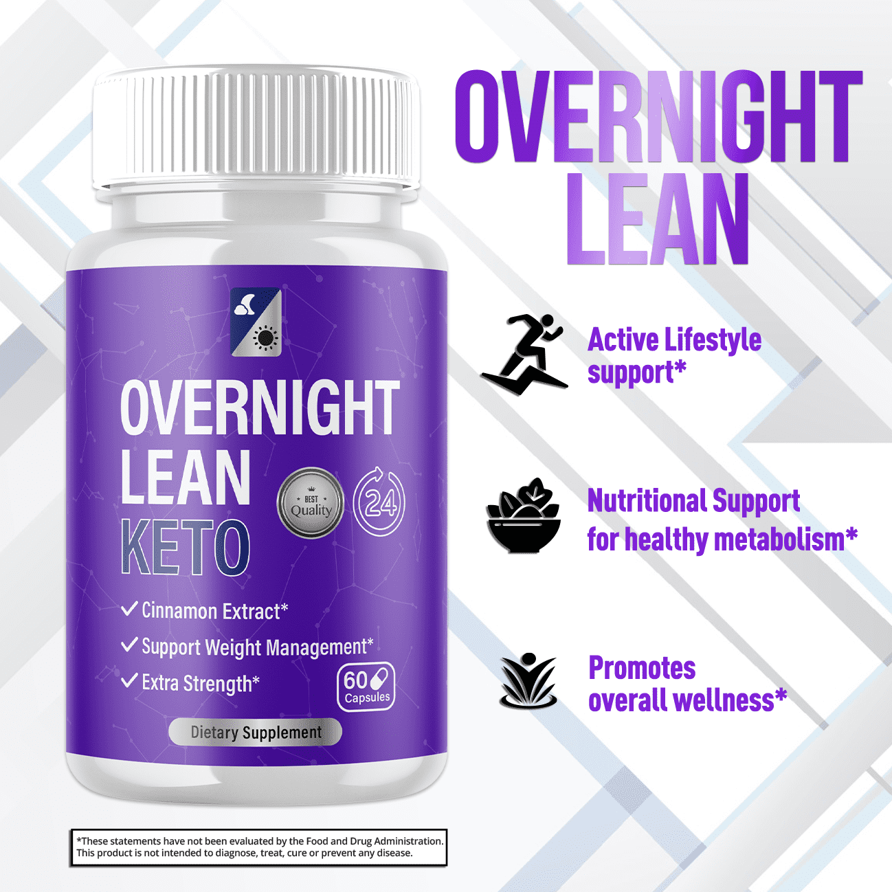 (3 Pack) Overnight Lean Keto - Keto Weight Loss Formula - Energy & Focus Boosting Dietary Supplements for Weight Management & Metabolism - Advanced Fat Burn Raspberry Ketones Pills - 180 Capsules