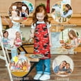 thumbnail image 6 of Red Cartoon Dinosaurs Skiing Pattern Kids Aprons for Girls and Boys,Adjustable Neck Strap Toddler Aprons for Kids Cooking Baking, 6 of 6