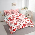 thumbnail image 3 of Castle Fairy Romantic Stripes Love Heart Twin Bedding Sets 7-Piece for Kids Teens Adults,Valentine's Day Festival Bedding Comforter Set Microfiber,Red White Breathable Sheet Sets, 3 of 8