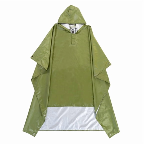 Waterproof 3-in-1 Rain Jacket for Adults with Hood, Long Poncho for Men and Women, Ideal for Hiking Travel Fishing Outdoor green