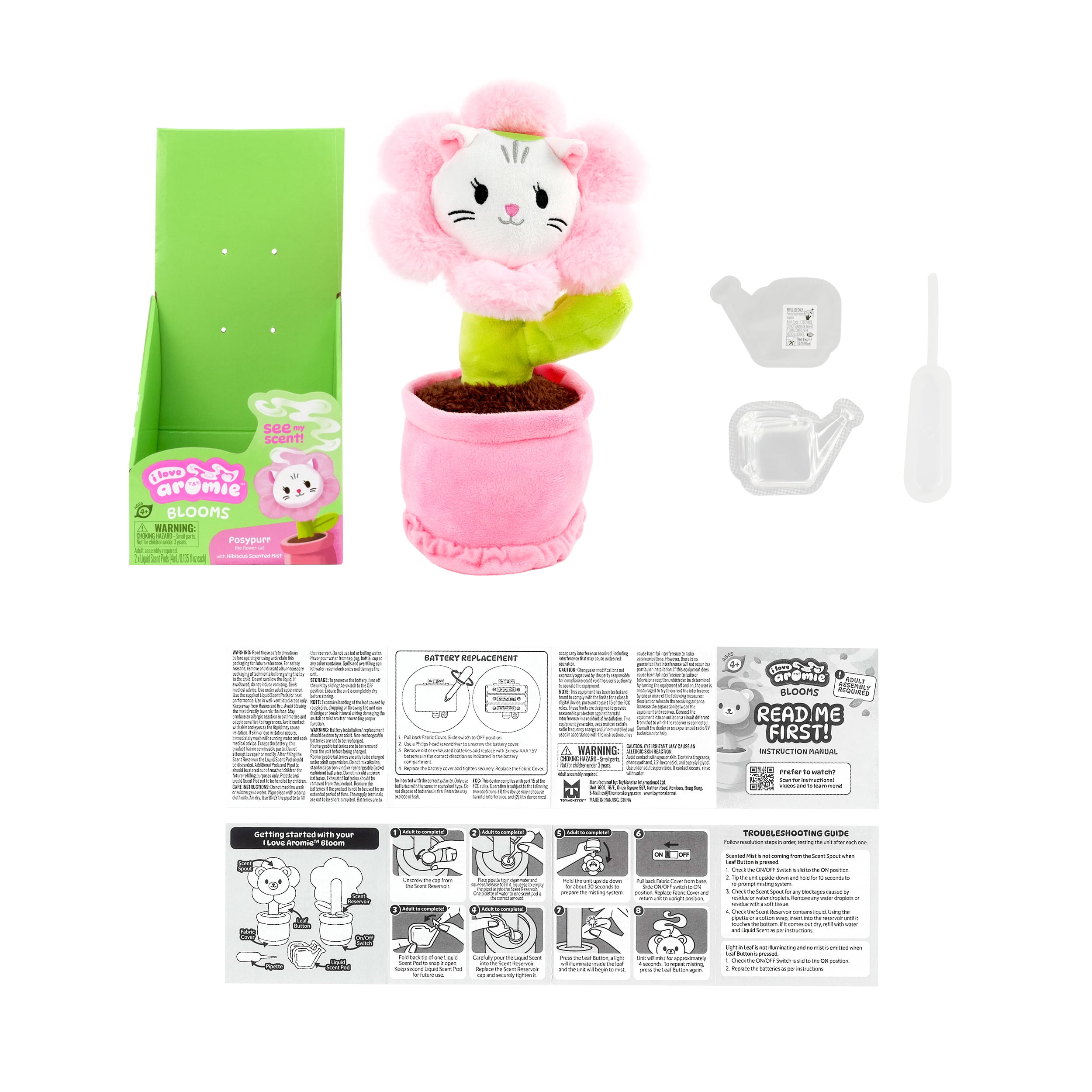 i love aromie™ Posypurr - Hibiscus Scented Flower Plush with Visible Magic Mist. Refillable Fragrance Toy for Kids 4+