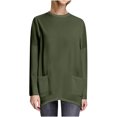 thumbnail image 1 of Plebaso Chemises à Poches pour Femmes Manches Longues Tunique Décontractée Col Rond Hauts Blouses Unies Amples Printemps Été, 1 of 6