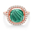 thumbnail image 2 of Gem Stone King 18K Rose Gold Plated Silver Ring Malachite Moissanite (5.69 Cttw), 2 of 3