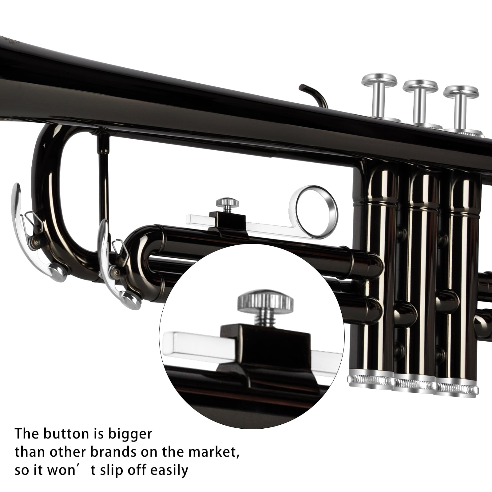 EASTROCK Bb Trumpet Precision Valves with Double Drain & Sweat-Proof Grips Pro Care Kit Included for Novice User Black