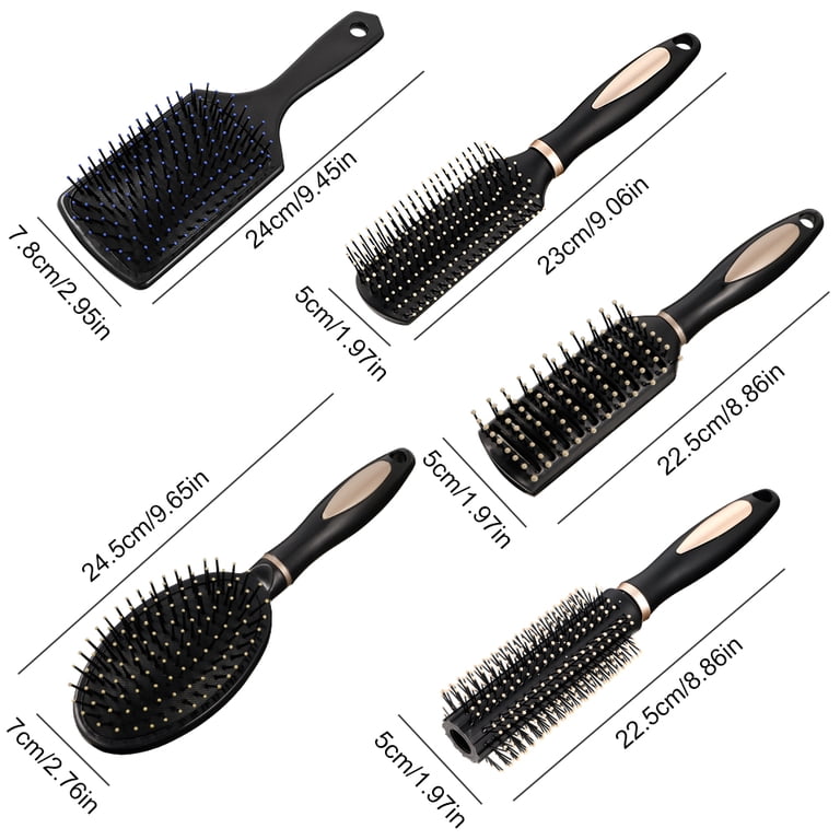 Topekada 5-Piece Paddle Brush Set, Anti-Static Detangling photo 4