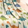 thumbnail image 3 of Beige Dinosaurs Plants Leaves Pattern Blanket,Comfortable Soft Flannel Throw Blanket,All Season,Warm Lightweight Blankets for Sofa Bed Couch Living Room Chair,30"x40", 3 of 4