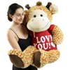 4 Foot Giant Stuffed Giraffe 48 Inch Soft Big Plush Stuffed Animal Wears Tshirt I Love You