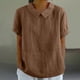 thumbnail image 2 of Vestidos Casuales Para Mujer, Blusas De Mujer De Moda Camisa de lino lisa de verano para mujer, con cuello de muñeca y solapa suelta, bonita, 2 of 6
