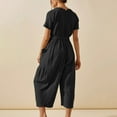 thumbnail image 4 of gakvbuo Jumpsuits For Women Summmer Dressy Wedding Women's Casual Loose Pocket Strap Cotton And Linen Jumpsuit Short Sleeve Sling Jumpsuitit, 4 of 7