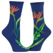 Hot Sox Womens Birds of Paradise Crew Socks, Womens Shoe Size 4-10.5, Dark Blue