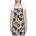 thumbnail image 3 of Pofeuu Color Tractor Print Aprons with Pockets, Cute Aprons for Kitchen, Cooking, Server, Barber, Chef Apron, 3 of 7