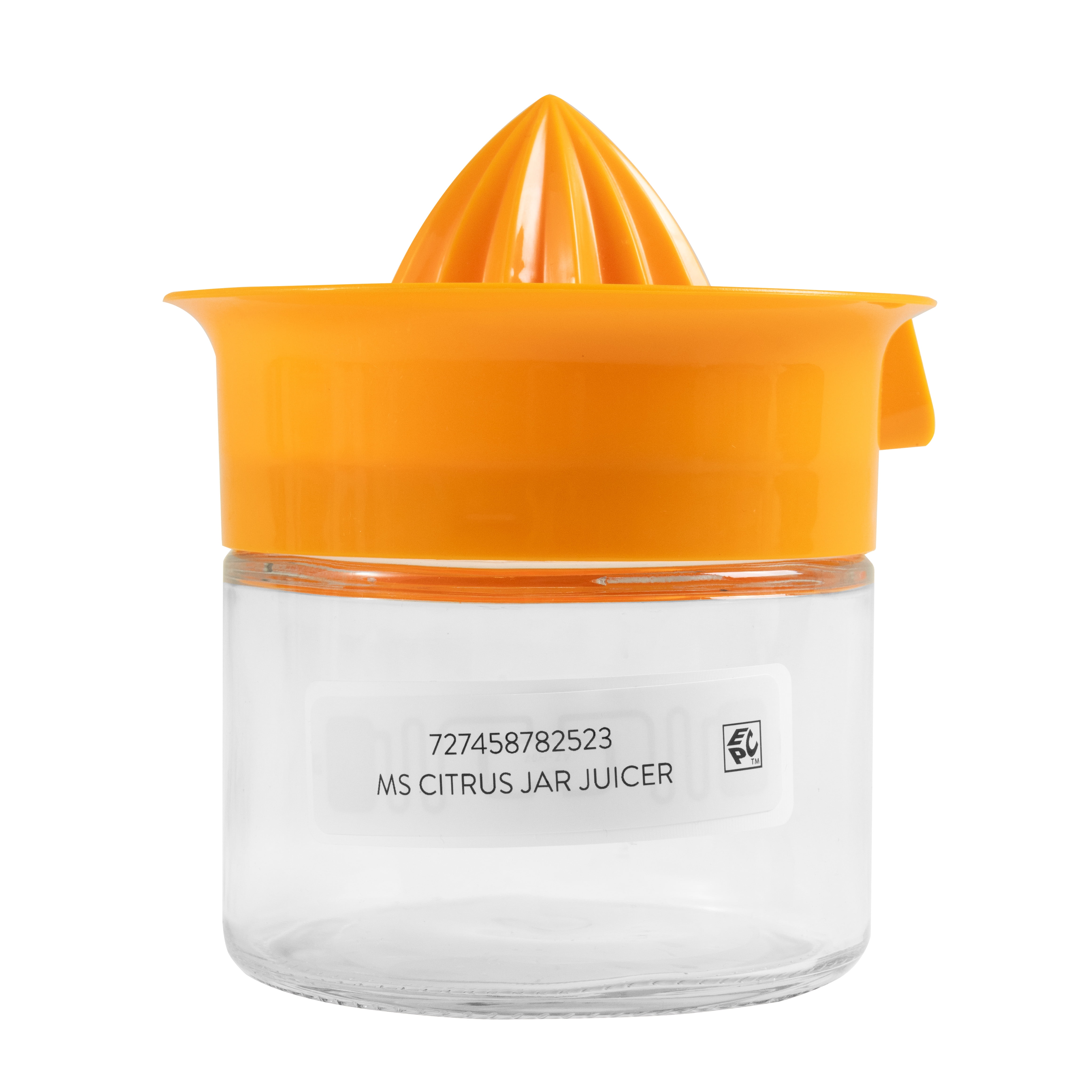 Mainstays 10 Ounce Top Glass and Plastic Citrus Juicer Orange