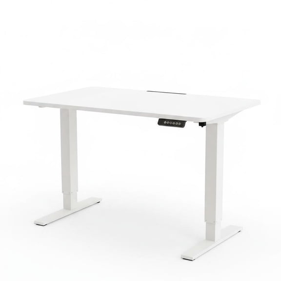 Electric Height Adjustable Standing Desk – Sit-to-Stand White Computer Desk for Home Office, Featuring 3 Memory Presets, Built-in Cable Management, and 176 lbs Weight Capacity, 1200x600mm