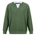 thumbnail image 3 of Ceisia Men's Fake Two-Piece Waffle Top | Relaxed Long-Sleeve V-Neck Solid Casual Shirt Gift, 3 of 4