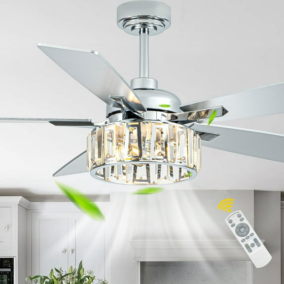 Chords Attic 52" 5-Blade Ceiling Fan with Lights and Remote Control, 6-Speed DC Motor, Timer and Reversible Function for Bedroom, Living Room and Dining Room