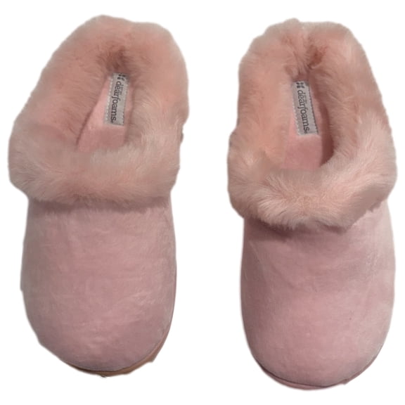 Dearfoams Womens Plush Pale Pink Velour Clogs Slippers Large (9-10)