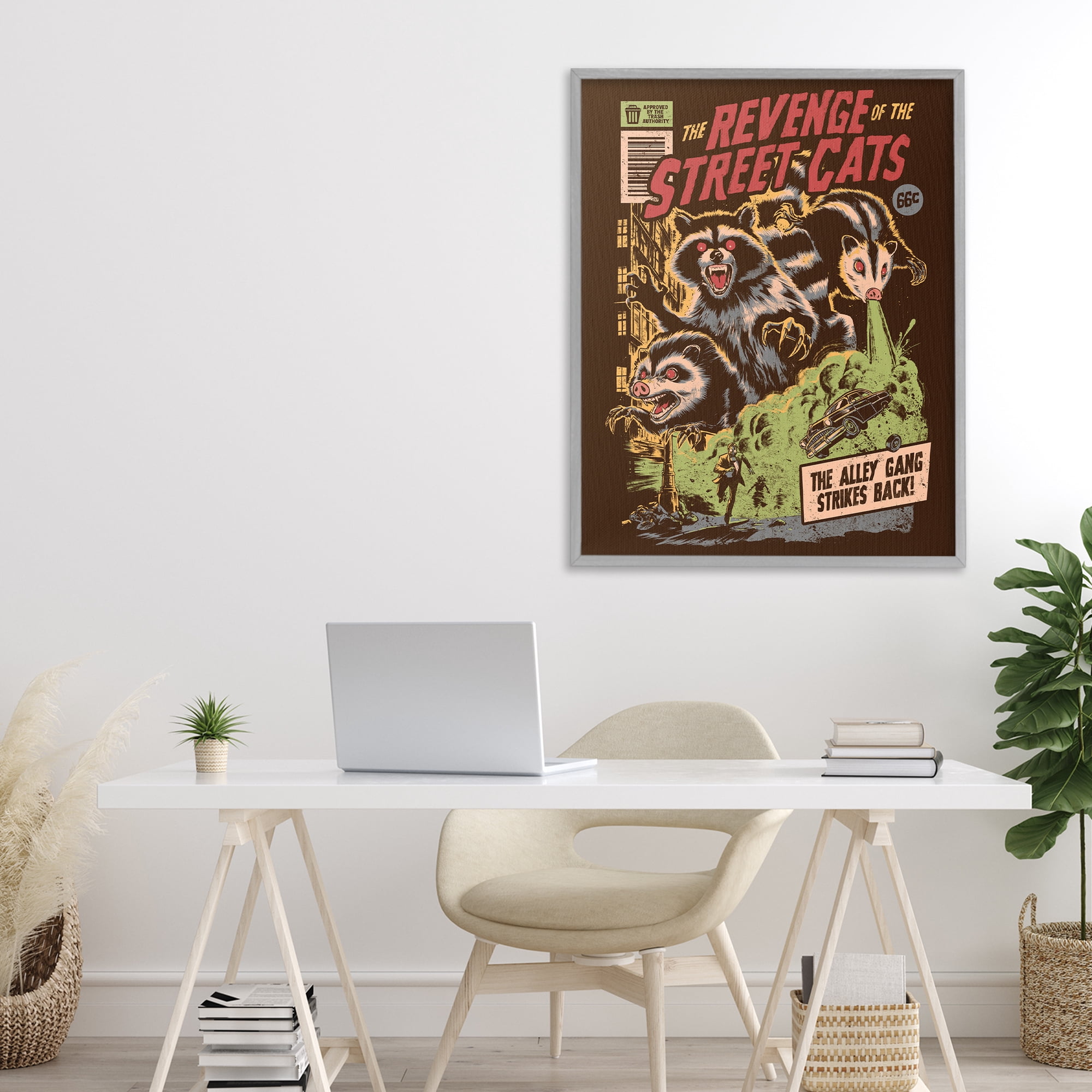 Stupell Industries Revenge Of Street Cats Gray Framed Giclee Art, design by EduEly Designs